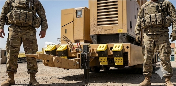 GMT-099 trailer hitch and base detail with military personnel inspection